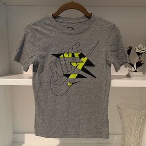 Nike Gray Tee with Neon Yellow and Black Logo